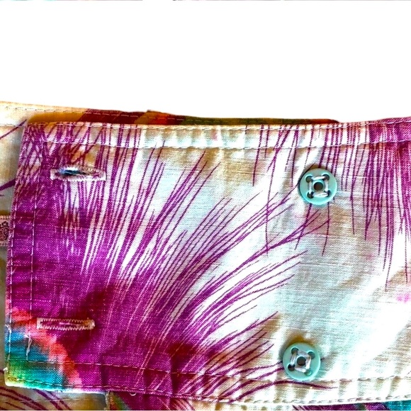 Vintage Y2K Neon Linen Nanette Lapore Baby Blue Mini skirt with Peacock Feathers - Picture 8 of 12